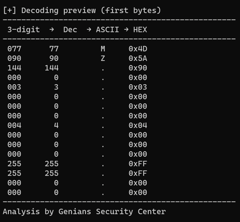 [그림 3-16] 숫자 문자열 디코딩 화면