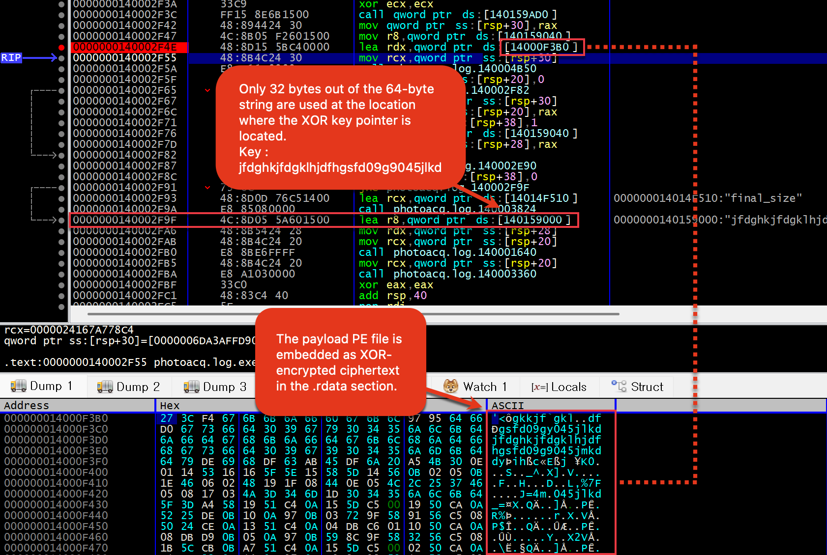 [그림 3-20] PhotoAcq.log 파일에 숨겨진 Payload 분석 모습