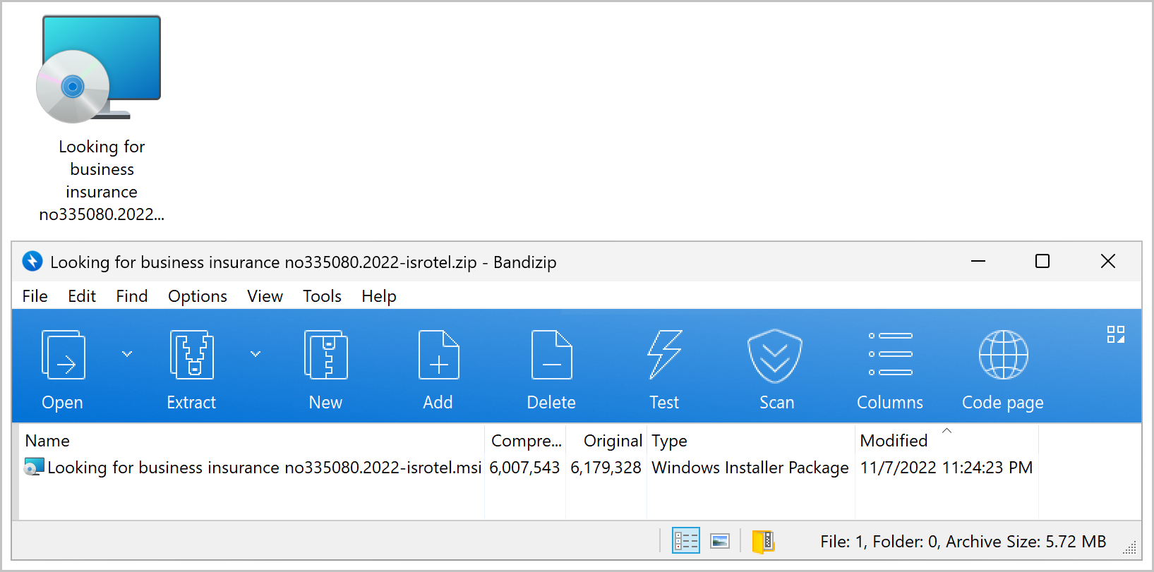 [그림 3-7] 다운로드된 압축 파일과 내부에 포함된 MSI 파일