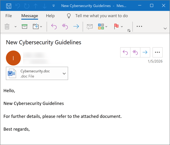 [그림 4-1] 사이버 보안 지침으로 위장한 공격 화면