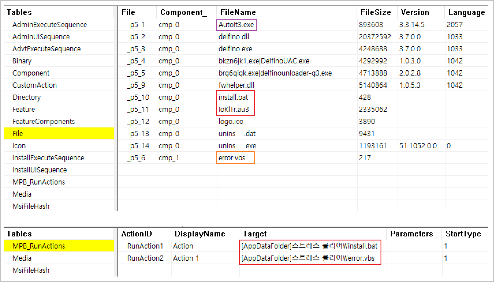 Internal structure of 'Stress Clear.msi'