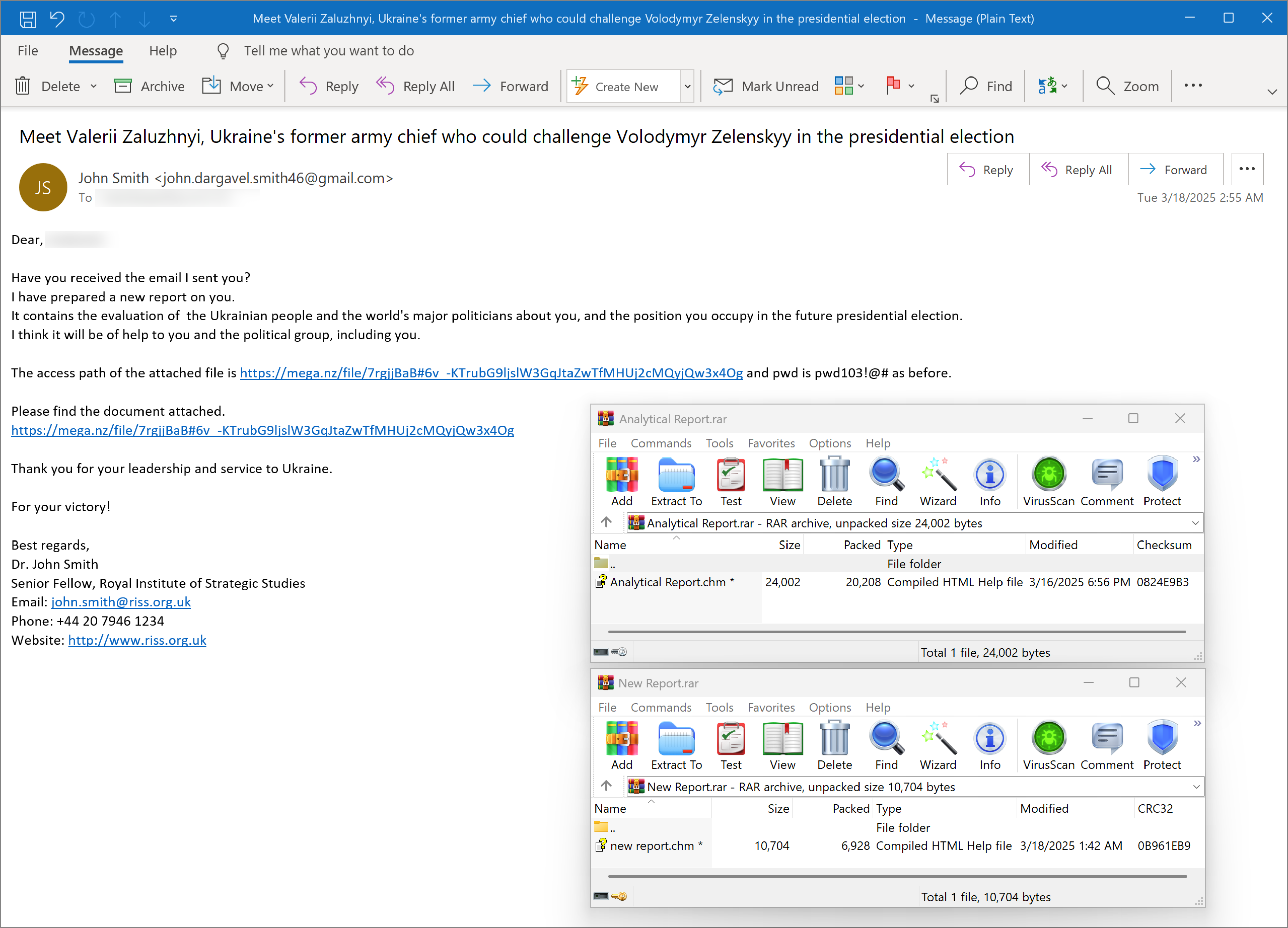 [Figure 2-1] Spear Phishing Targeting Ukrainian Government Agencies