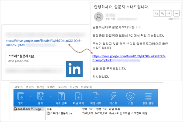 링크드인을 통한 공격 사례 화면