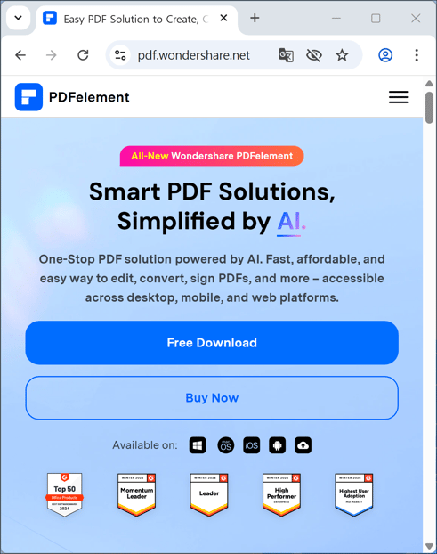 [Figure 4-1] PDFelement Official Website