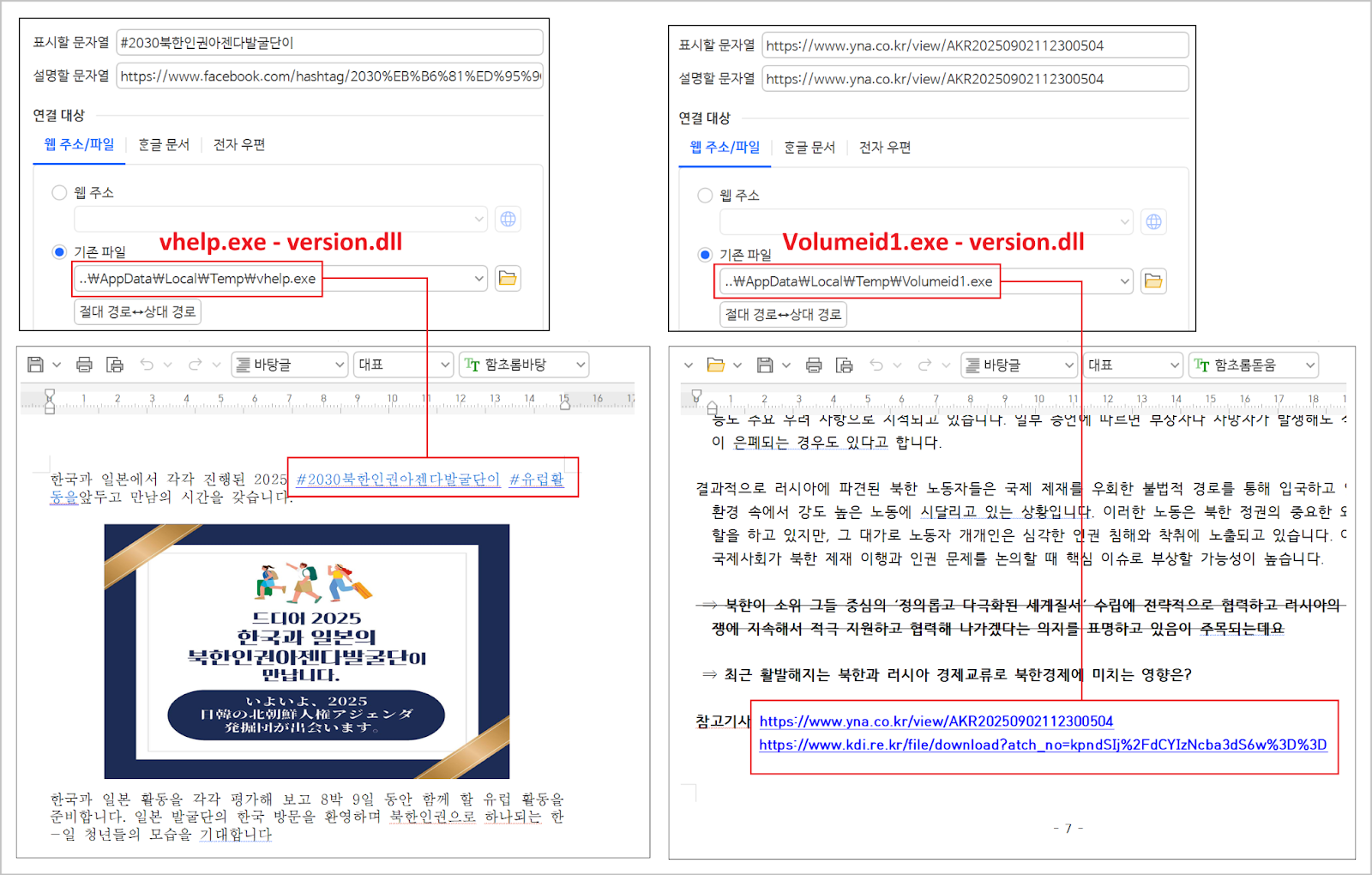 [그림 3-4] OLE 하이퍼링크와 연결 대상 파일