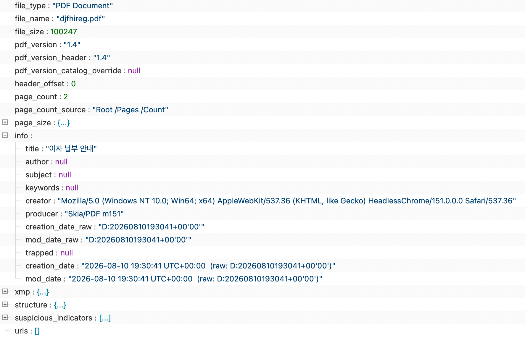 [Figure 2-6] Metadata of the Interest Payment Notice PDF Document
